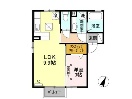 ウィット-S.C(1LDK/1階)の間取り写真