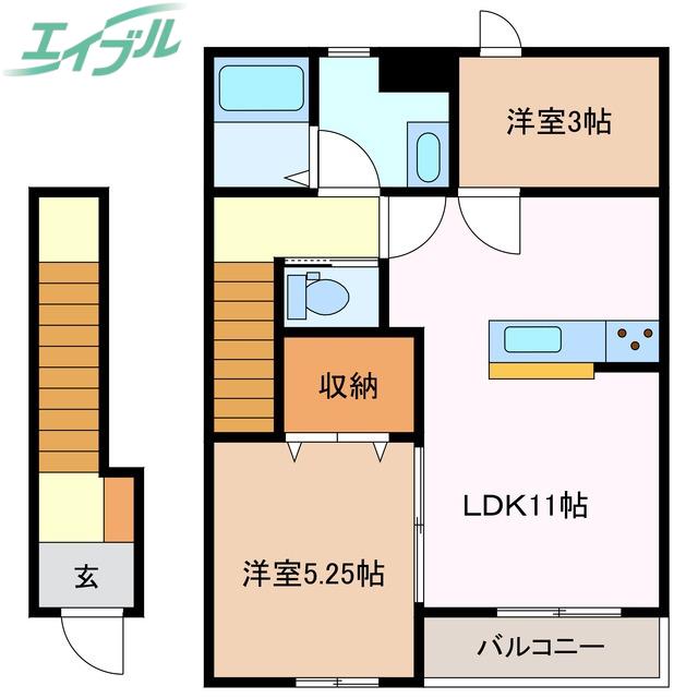 リーブルファイン大治田III1号棟(2LDK/2階)の間取り写真