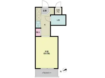 パースサイド(1K/1階)の間取り写真