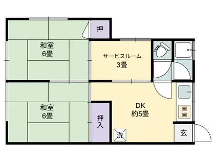 第二大星アパート(2SDK/2階)の間取り写真