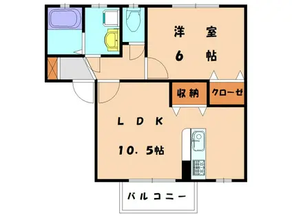 ソレーユ宗像(1LDK/2階)の間取り写真