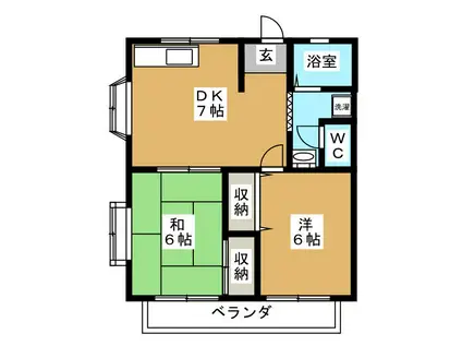 ドミール堀上Ⅰ(2DK/2階)の間取り写真