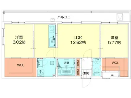 TECHNO-TERRASSE 北綾瀬(2LDK/5階)の間取り写真