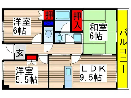 カンスタント八千代(3LDK/3階)の間取り写真