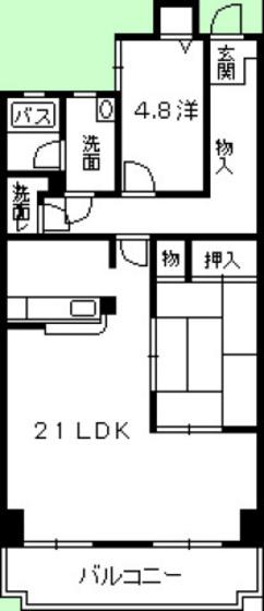 己斐本町コープマンション(2LDK/8階)の間取り写真