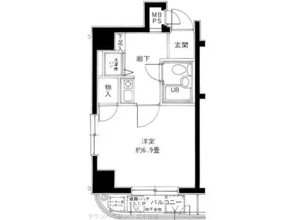 パペーテ千住新橋(1K/3階)の間取り写真