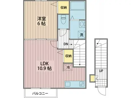 グレースランド(1LDK/2階)の間取り写真