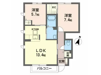 セゾン・フルールVI(1K/1階)の間取り写真