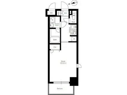 リンクパラッツォ川口本町(1K/9階)の間取り写真