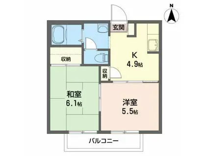 シャーメゾン矢巾 E(2K/2階)の間取り写真