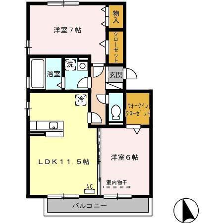 ポワール・MB棟(2LDK/2階)の間取り写真