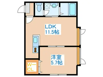 サニーハイム月寒(1LDK/2階)の間取り写真