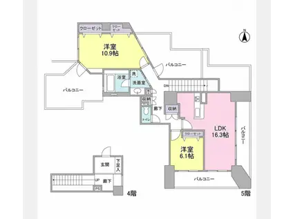 ロイヤルステージ目白(2LDK/4階)の間取り写真