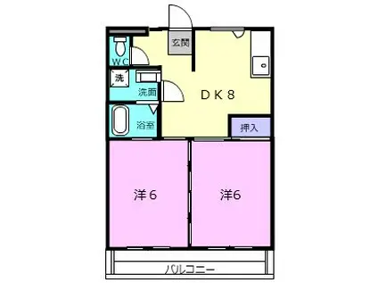 ル・シエル名張(2DK/4階)の間取り写真