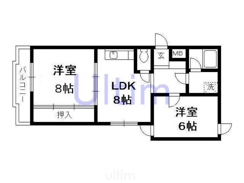 サンハイツ小栗栖II(2LDK/3階)の間取り写真