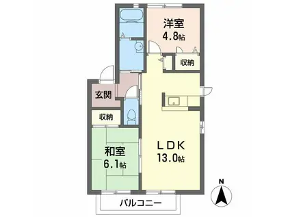 メゾンファミーユA棟(2LDK/2階)の間取り写真