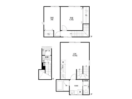 WILLS田中町(2LDK/1階)の間取り写真