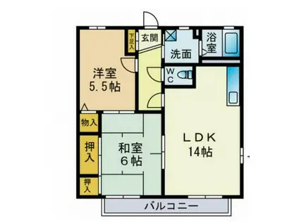 ヴェルハイムII(2LDK/2階)の間取り写真