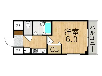 ウエストエンドII(1K/2階)の間取り写真