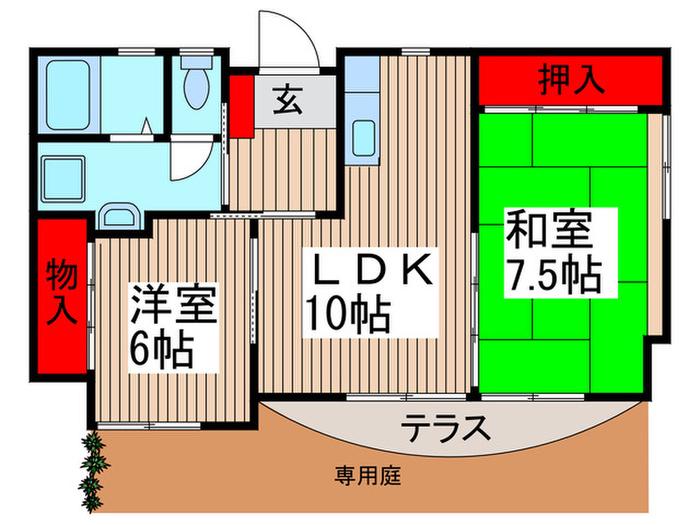 コープ愛宕(2LDK/1階)の間取り写真