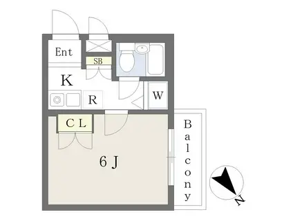 トレス・プラタ東中野(1K/3階)の間取り写真