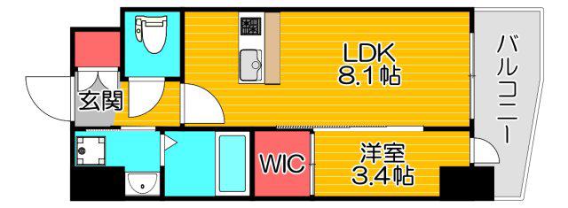 セレニテ九条リアン(1LDK/9階)の間取り写真