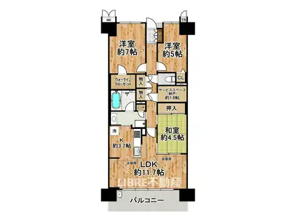 リバーガーデンECOシティアリスの森(3SLDK/18階)の間取り写真