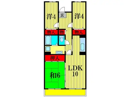 サンソレイユ松戸(3LDK/2階)の間取り写真
