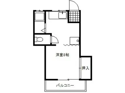 プチハウスコスモスB(ワンルーム/1階)の間取り写真