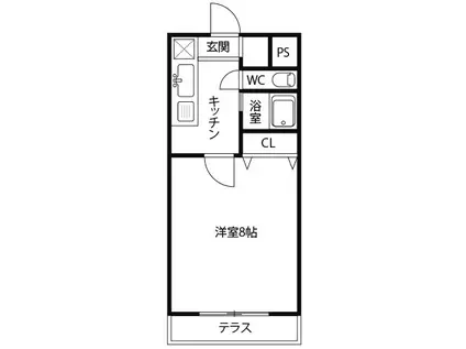シャトル応神(1K/2階)の間取り写真