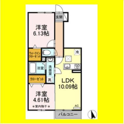 ボヌール有永(2LDK/2階)の間取り写真