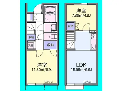 土佐くろしお鉄道阿佐線 後免町駅(くろしお) 徒歩10分 2階建 築15年(2LDK/1階)の間取り写真