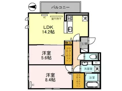 グランシャリオ(2LDK/3階)の間取り写真