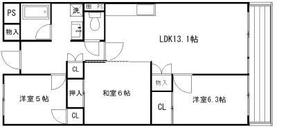 サイコート鈴蘭台(3LDK/2階)の間取り写真