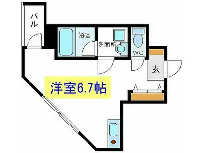 フラシア亀戸(1K/2階)の間取り写真