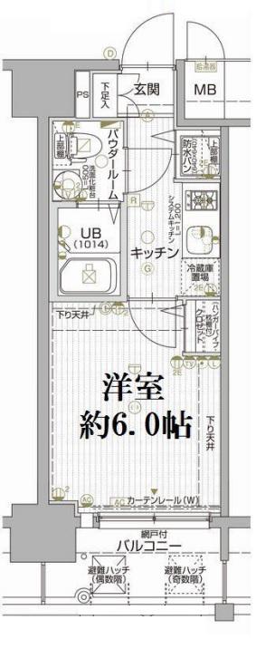 エスリード大阪城(1K/7階)の間取り写真