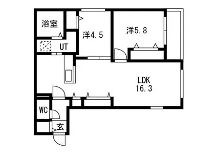 LUMIERE KOTONI(2LDK/3階)の間取り写真