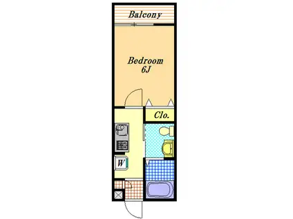 CASA・DEL・SOLE(1K/2階)の間取り写真