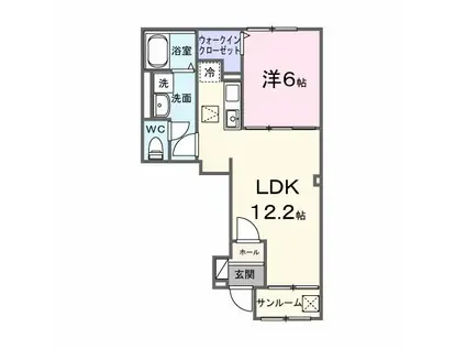 オリエンタルレジデンスVII(1LDK/1階)の間取り写真