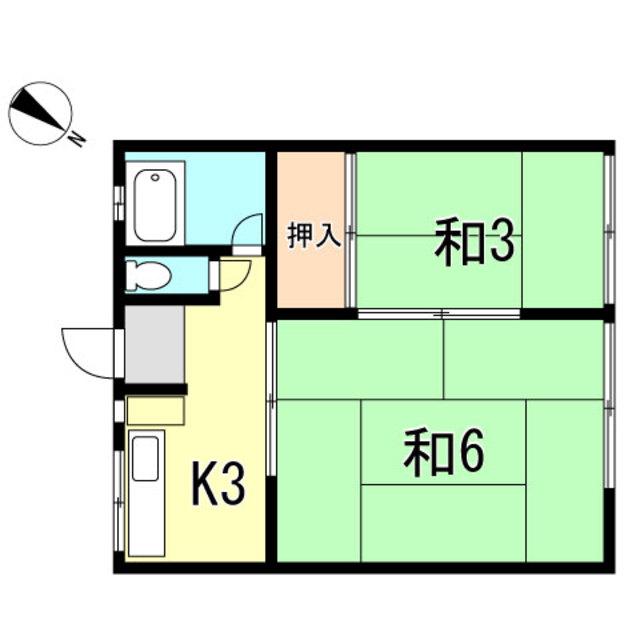 サチズライフ萩乃町(2K/1階)の間取り写真