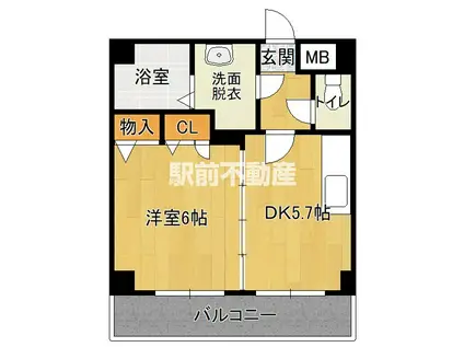 ボンメゾン2(1DK/4階)の間取り写真