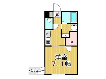 ムーラン・ルージュ下荒田(1K/1階)の間取り写真