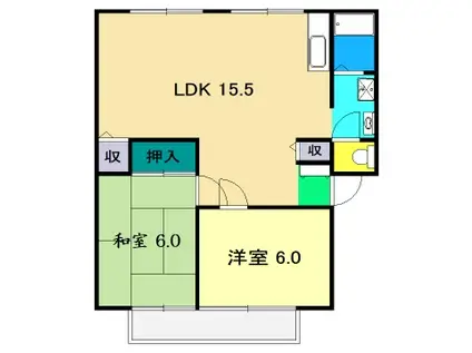 アビタシオン高見II(2LDK/2階)の間取り写真