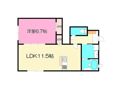 モメント ファスト(1LDK/1階)の間取り写真