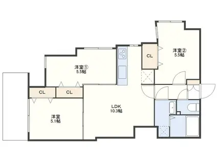 FORBIS目覚町(3LDK/10階)の間取り写真