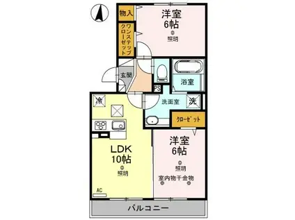 ロイジェントパークス レイクタウン III I(2LDK/1階)の間取り写真