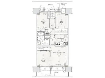 アルファステイツ鳥取行徳(3LDK/11階)の間取り写真