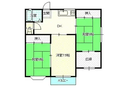 コーポサンフラワー(2DK/1階)の間取り写真