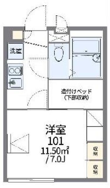 レオパレスシャトル K(1K/2階)の間取り写真
