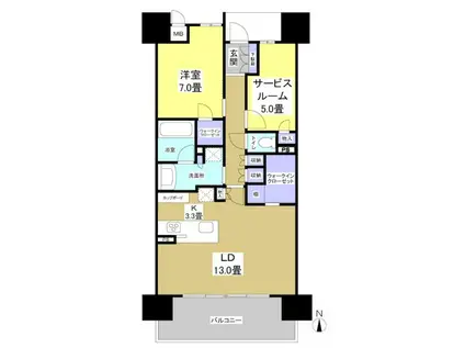 ル・シェモア利町(1LDK/13階)の間取り写真